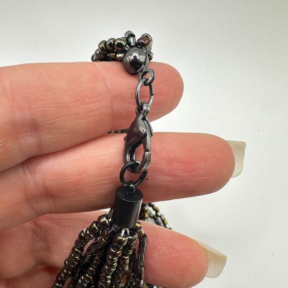 18" multi- strand glass seed bead and faceted crystal necklace! - Picture 6 of 14